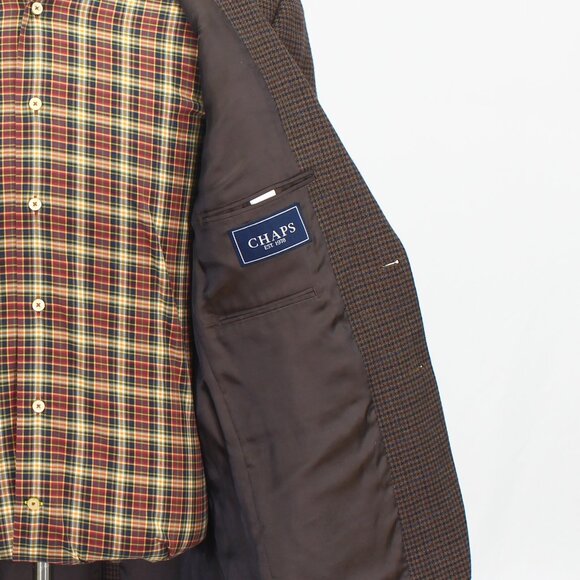 Chaps 38R Brown Blazer Sport Coat Jacket 2-Button Check Y561 - Picture 11 of 11